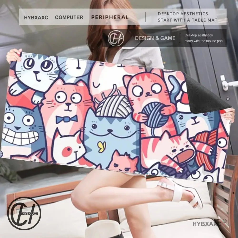 Tappetino per mouse simpatico gatto e mouse Tappetino per scrivania HD carino Tappetini per tastiera da gioco estesi Tappetino per mouse per giocatori XXL grande 90x40 cm