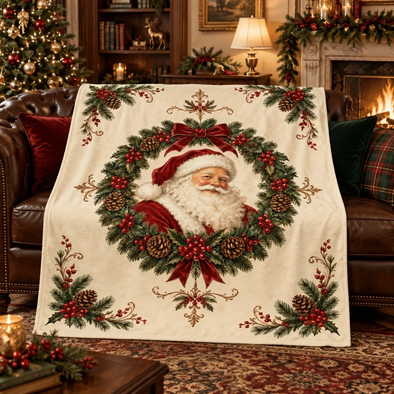 Winter Gnome Holding Red Heart Snowfall Scene Print, Soft Lightweight Decorative Blanket for Couch Bed