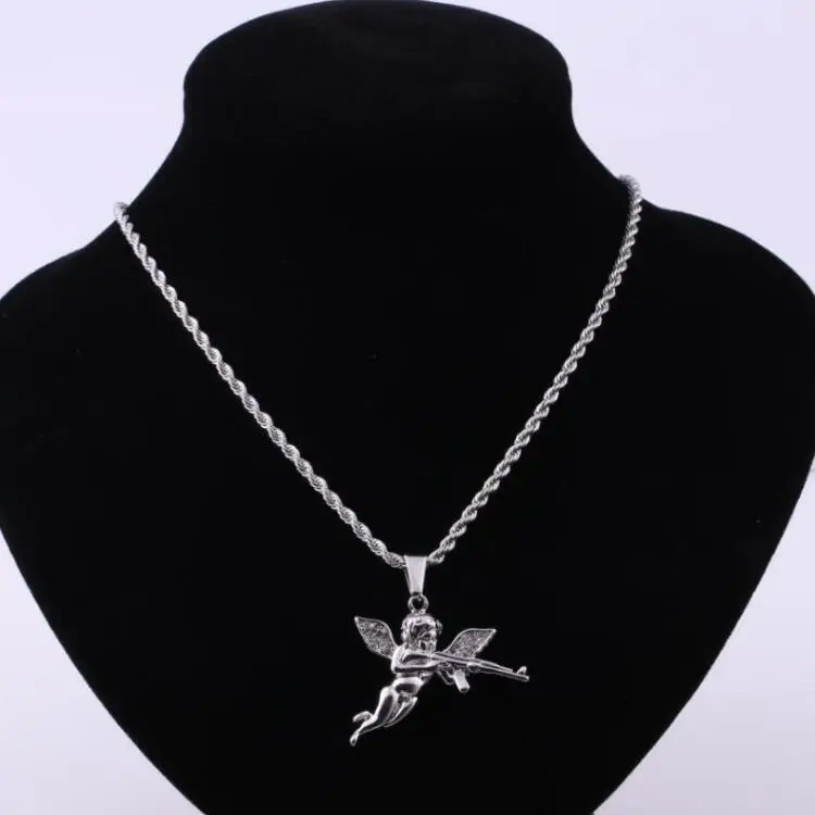 New Fashion Niche Avenging Machine Gun Angel Necklace Pendant Punk Hip Hop Creative Trend Party Couple Necklace Gift Accessories image 6