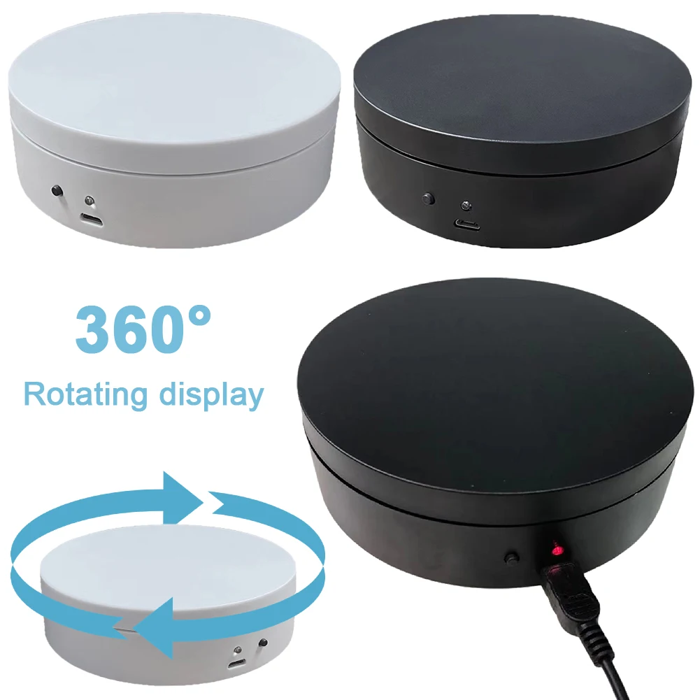 360 Degree Rotating Motorized Display Stand USB Charging/Battery Electric Turntable Automatic Revolving Platform for Model Cake