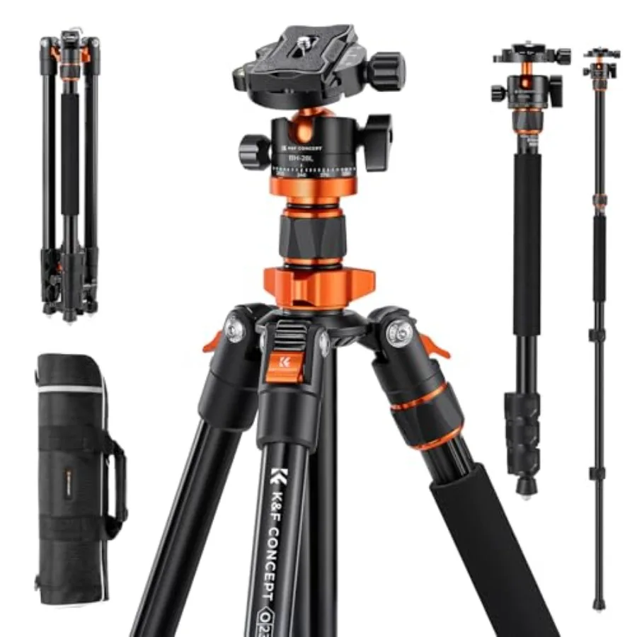 78 Aluminum Camera Tripod for DSLR 81 Travel Tripod with 22 lbs Max Load Stable Heavy Duty Tripod Monopod for Outdoor Photograp