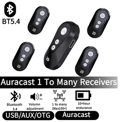 AYINO Bluetooth 5.4 Wireless Audio Adapter Auracast broadcasts one-to-many Transmitter& Receiver LC3 USB AUX OTG with back clip