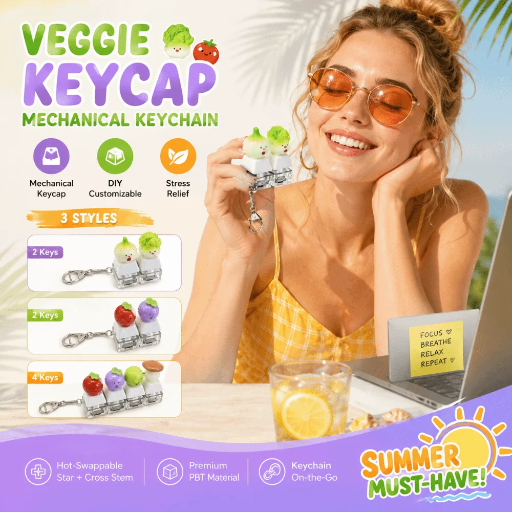 Finger Button Anti-stress Pendant Mechanical Keyboard Stress Relief Clicker Vegetable Keycap Pass The Time