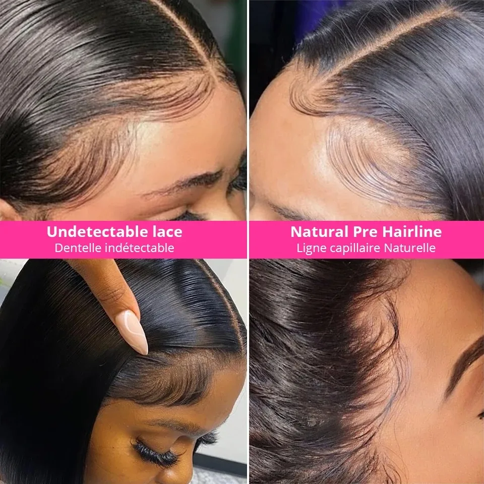 Black Wig Short Straight Lace Front Wig 13X4 HD Bob Lace Frontal Wig Glueless Pre Plucked Synthetic Daily Cosplay for Women