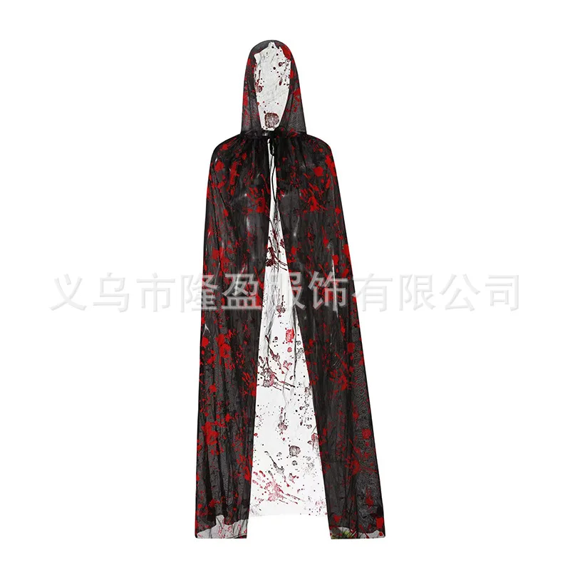 Halloween Cosplay Mantel Kostuum Prop Bloed Palm Print Bloeden Cape, Enge Vampier Gotische Feestdecoratie