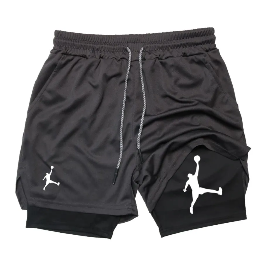Men's Fitness Workout Shorts 2-in-1 Pocket Compression Quick-drying Breathable Running Double-layer Towel M-3X