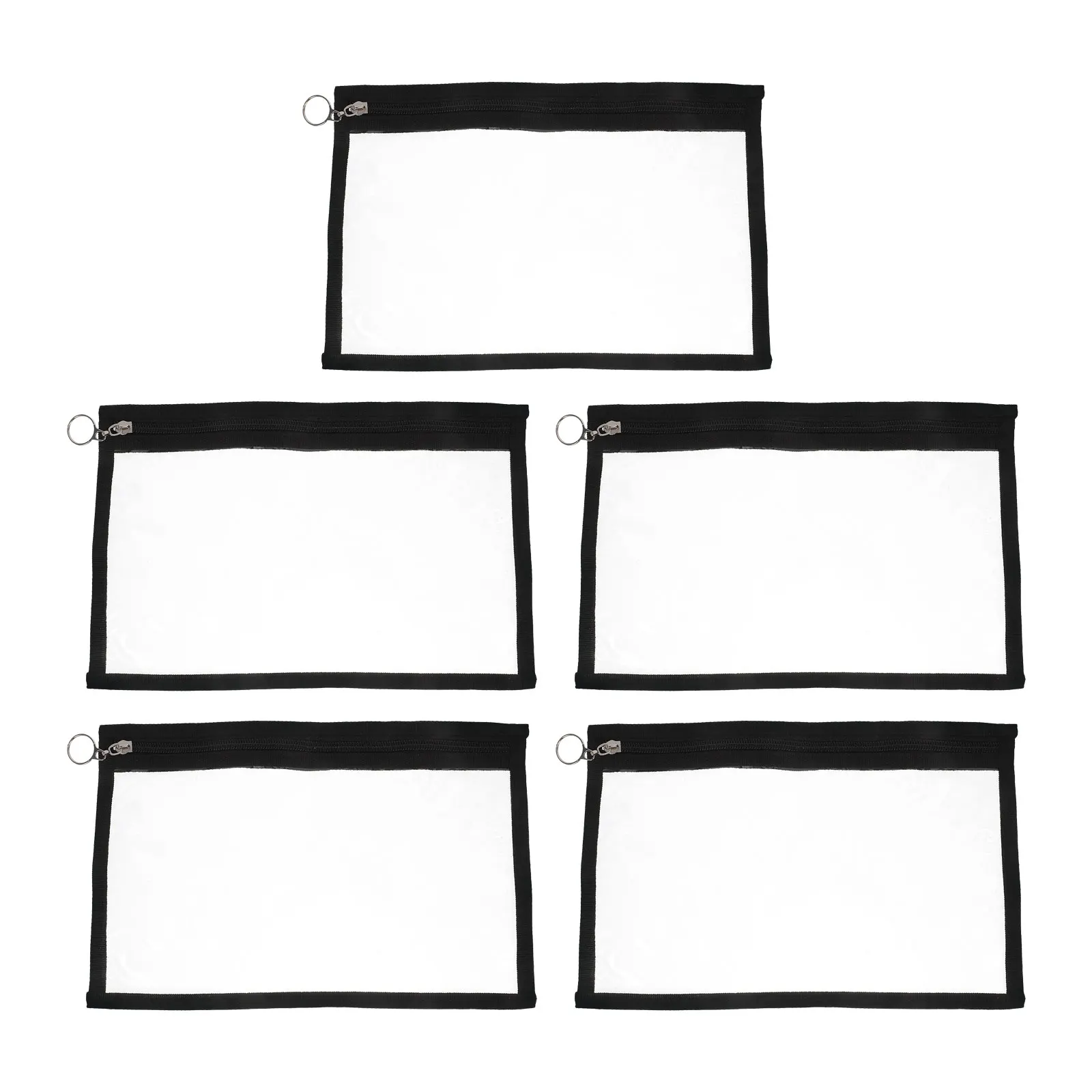 

5pcs Transparent Pencil Case Pvc Clear Storage Bag Reusable Waterproof Organizer Pouch For School Office Travel Makeup