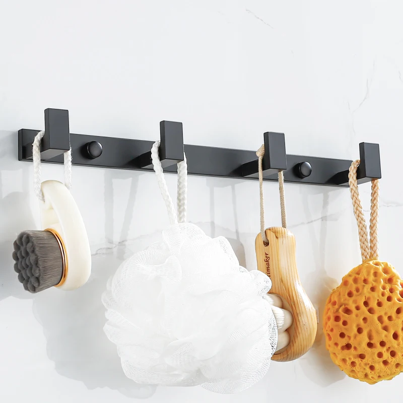 Household Wall Coat Rack Black Hooks For Hangging Clothes Towel Hanger Bathroom Robe Hook Heavy Duty Kitchen Accessories