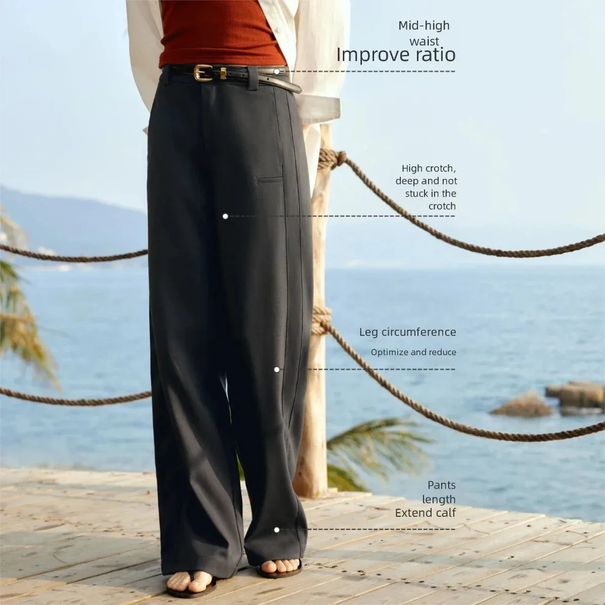 OLrain Women's Wide Leg Trousers Commute Loose Fit Straight Pants Spring 2026 Office Lady Solid Long Female Pants O58CK002696