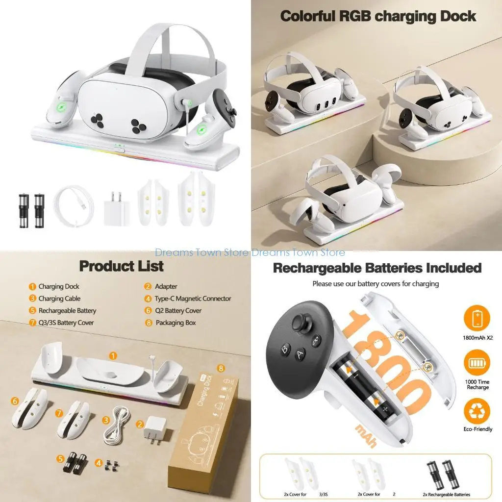 

HX6A Two Control Energy Dock For Virtual Reality Gear With 3600mAh Capacity And Safety Feature
