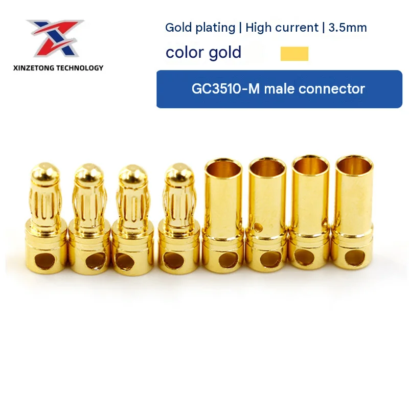 Amass GC3510-F/M Genuine 3.5mm Gold-Plated Banana Plugs (Male/Female Set) – Specialized for RC Model Motors and ESCs