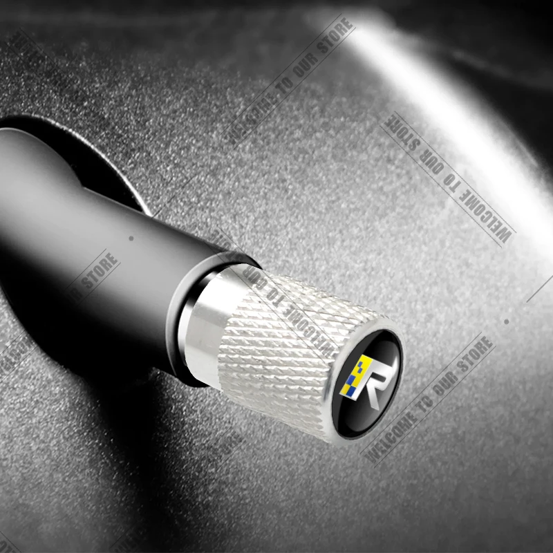 Samochodowy CNC Aluminum R Design Emblemat flagi Szwecji do Volvo XC40 V90 S60 S80 S90 XC60 XC90 4szt Zawór opony Osłona trzpienia portu powietrza — zdjęcie 3