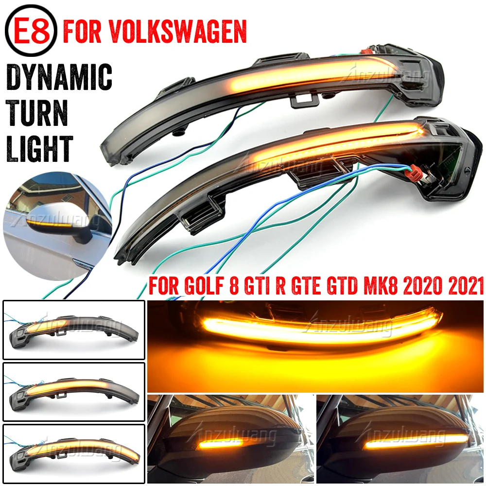 

2PCS Dynamic Turn Signal Lights LED Side Mirror Indicator Blinker Light for Volkswagen VW Golf 8 GTI R GTE GTD MK8 2020 2021