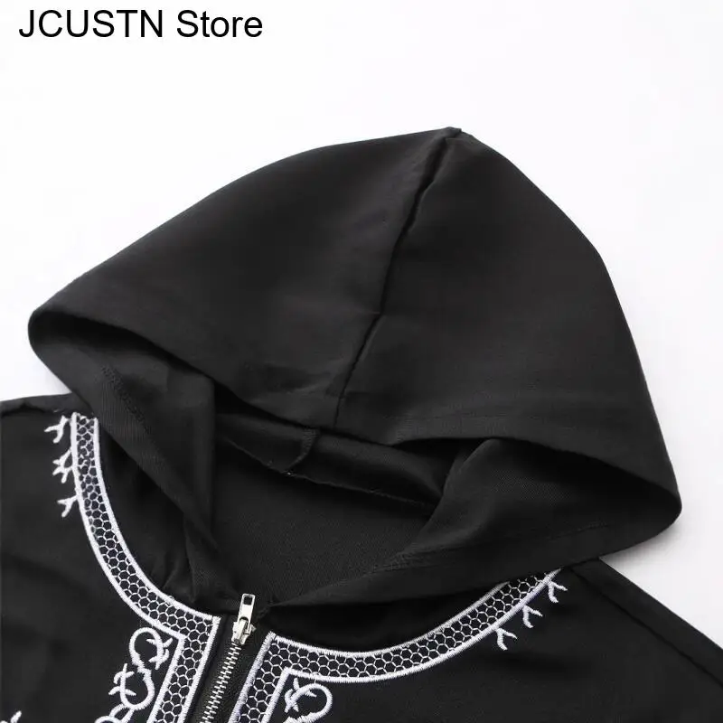 فستان رجالي مسلم 2025 نمط عرقي مطرز بأكمام طويلة وياقة واقفة قفطان ملابس إسلامية للرجال رداء بقلنسوة أنيق فاخر