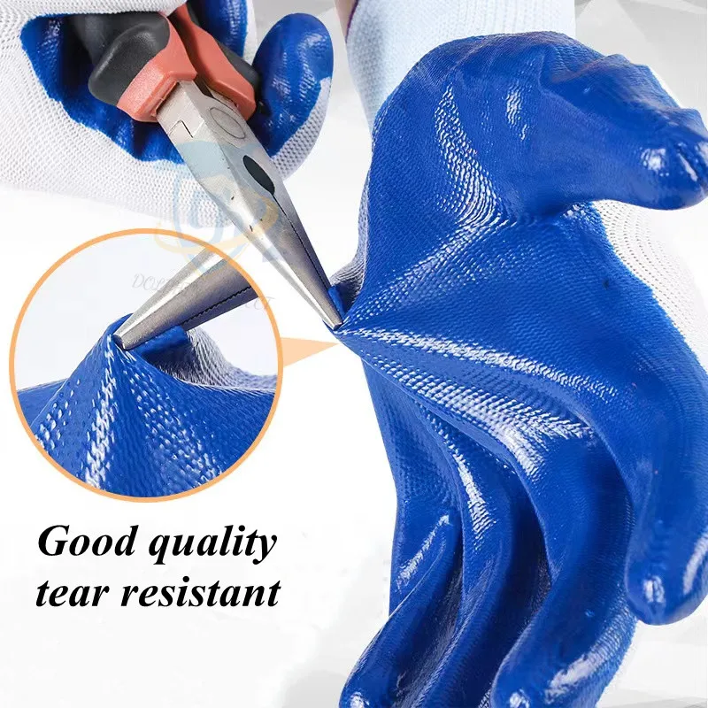 Work Gloves Palm Dipped Nitrile Gloves Mechanic Repairing Abrasion Resistance Safety Gloves Security Protection