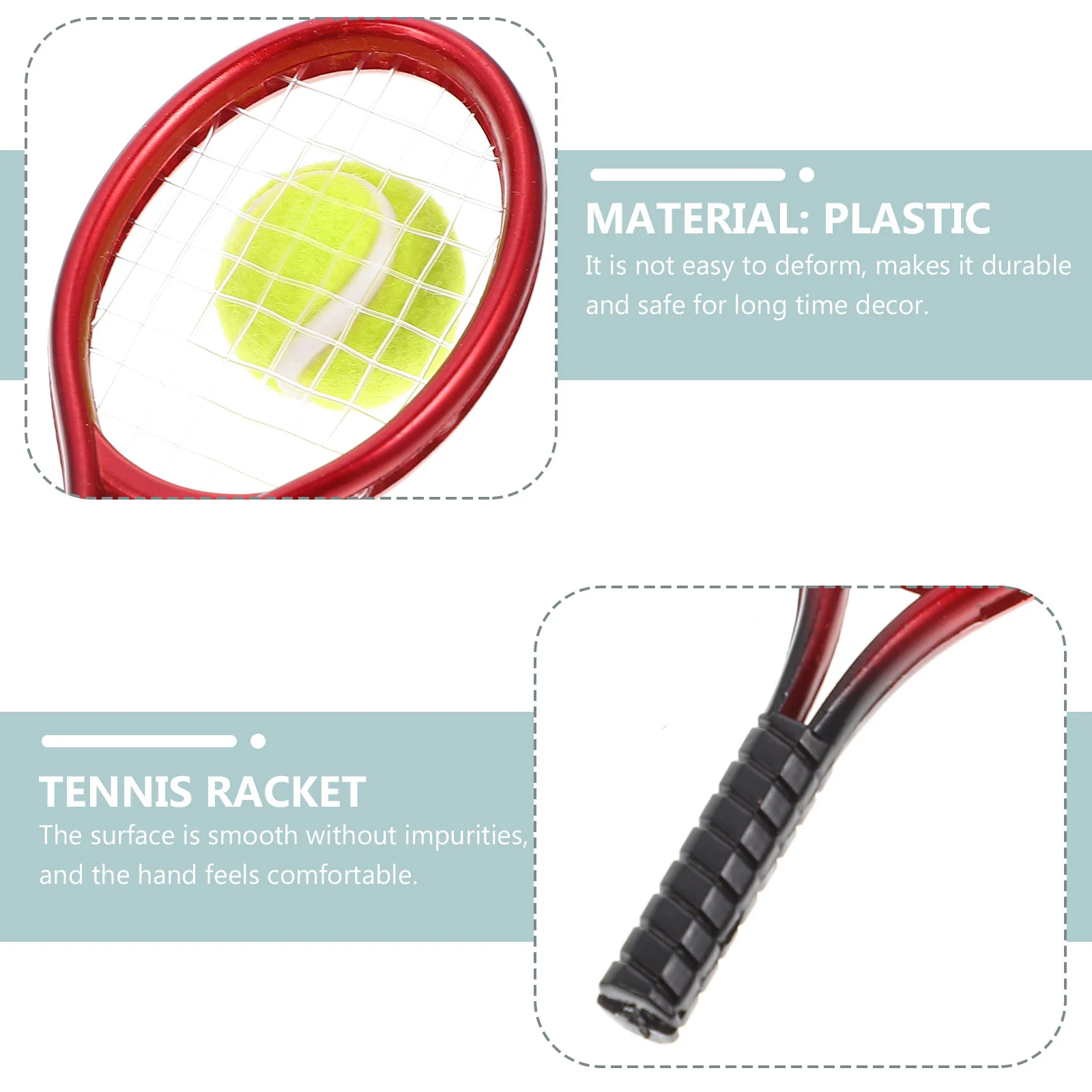 Decorate Dollhouse Tennis Racket Toddler Home Plastic Miniatures Sports Model Racquet