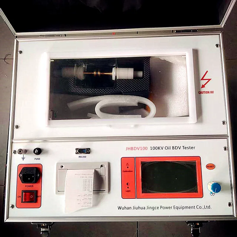 High Precision 100KV Transformer Insulation Oil Tester Oil BDV Tester With 100 Groups of Test Data Storage Wooden Pack