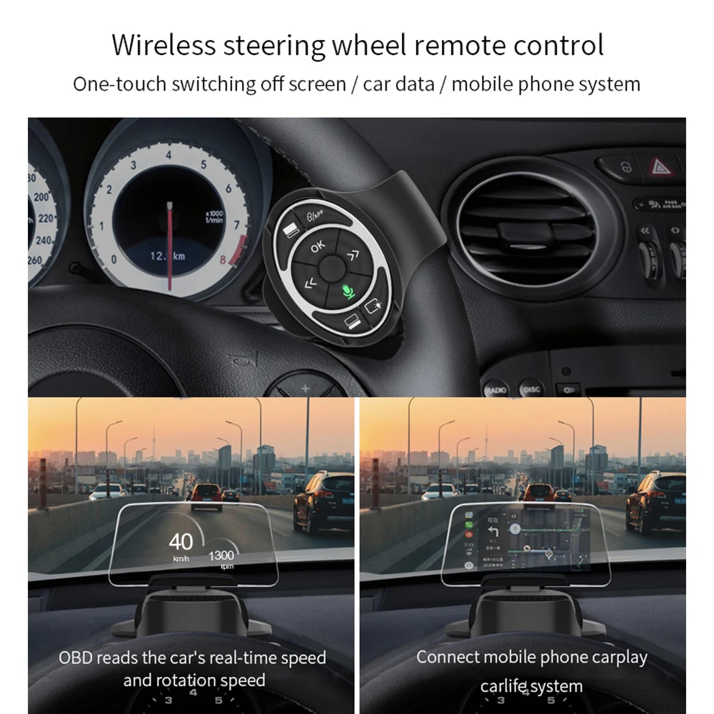 Google Map Navigation Head up Display OBD2 Dashboard Projector Support CarPlay OBD2 Speedometer Screen DIsplay