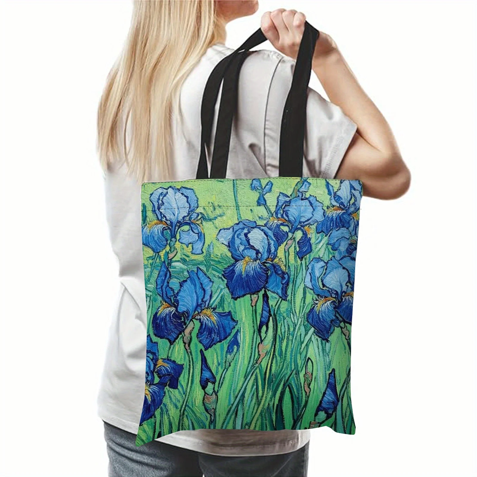 1pc Tote Bag Featuring The Beautiful Irises by Vincent Van Gogh, a Stylish And Practical Handbag for Organizing Personal Items - view 4