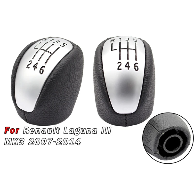 

6-Speed Matte Leather Wrapped Gear Shift Knob for Renault Laguna MK3 2007-2014 - Transmission Lever, Durable Auto Accessories