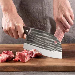 Upgrade High Carbon Steel Meat Cleaver Knife Wooden Handle Heavy Duty Dragon Bone Heavy Cutting Knife Premium Butcher Chopper