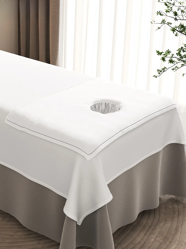 

Non-Cotton Therapy Beau Bed eet Reusable White Hair Waing Bed Hole Cover Polyester Fiber Simple Sle Salon Use
