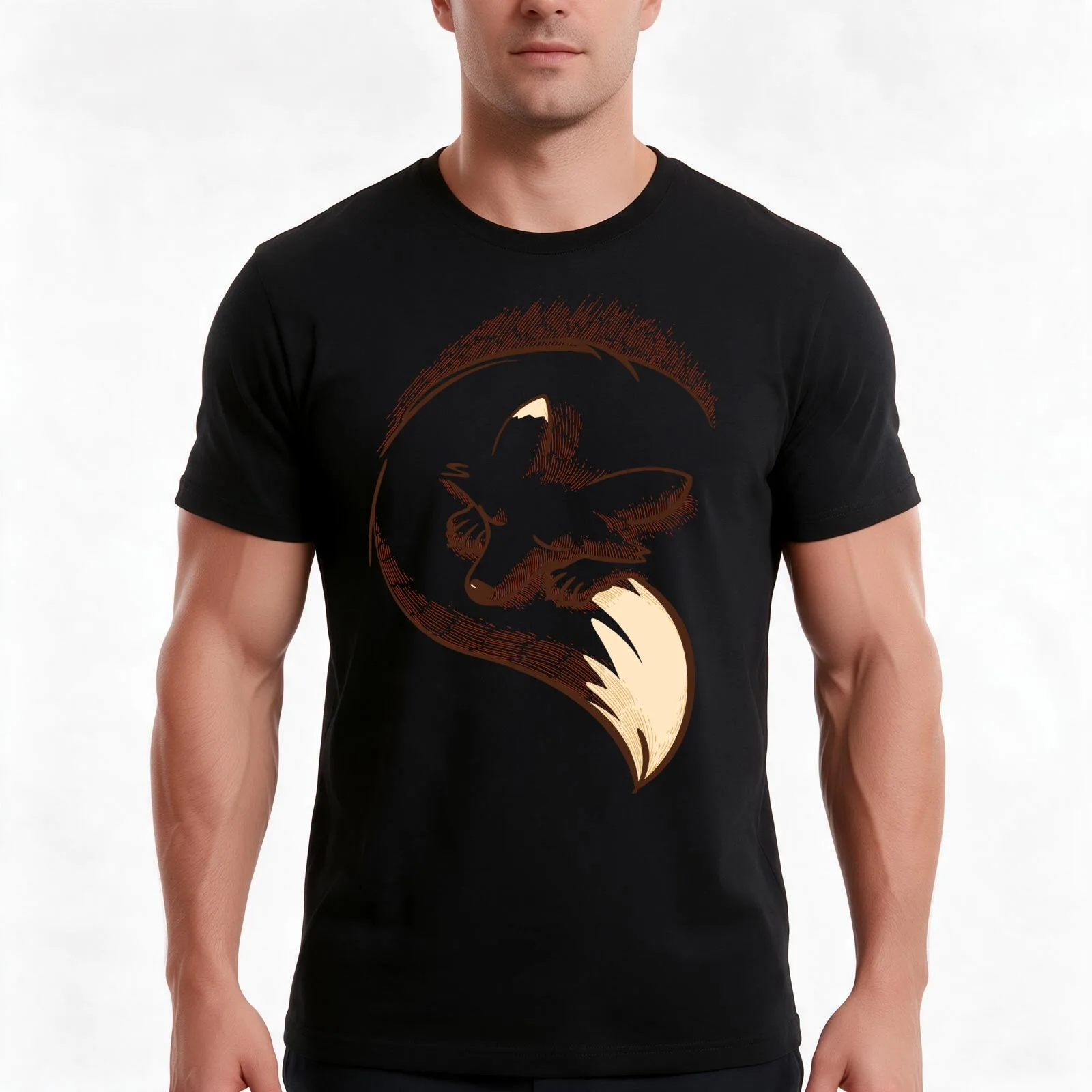 The fox is sleeping T-Shirt Summer Casual Cotton Tee Oversized Streetwear Tops Vintage Graphic Print Loose Fit Short Sleeve