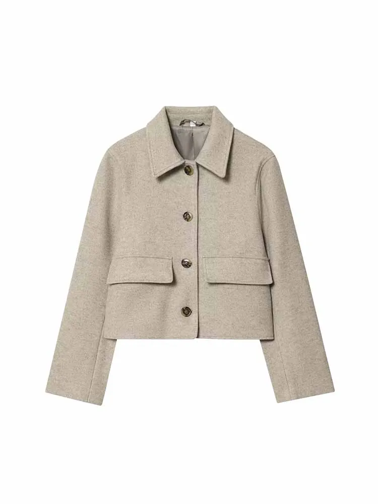 

European and American style autumn new fashion hot style women's casual temperament simple lapel long sleeve single breasted jac