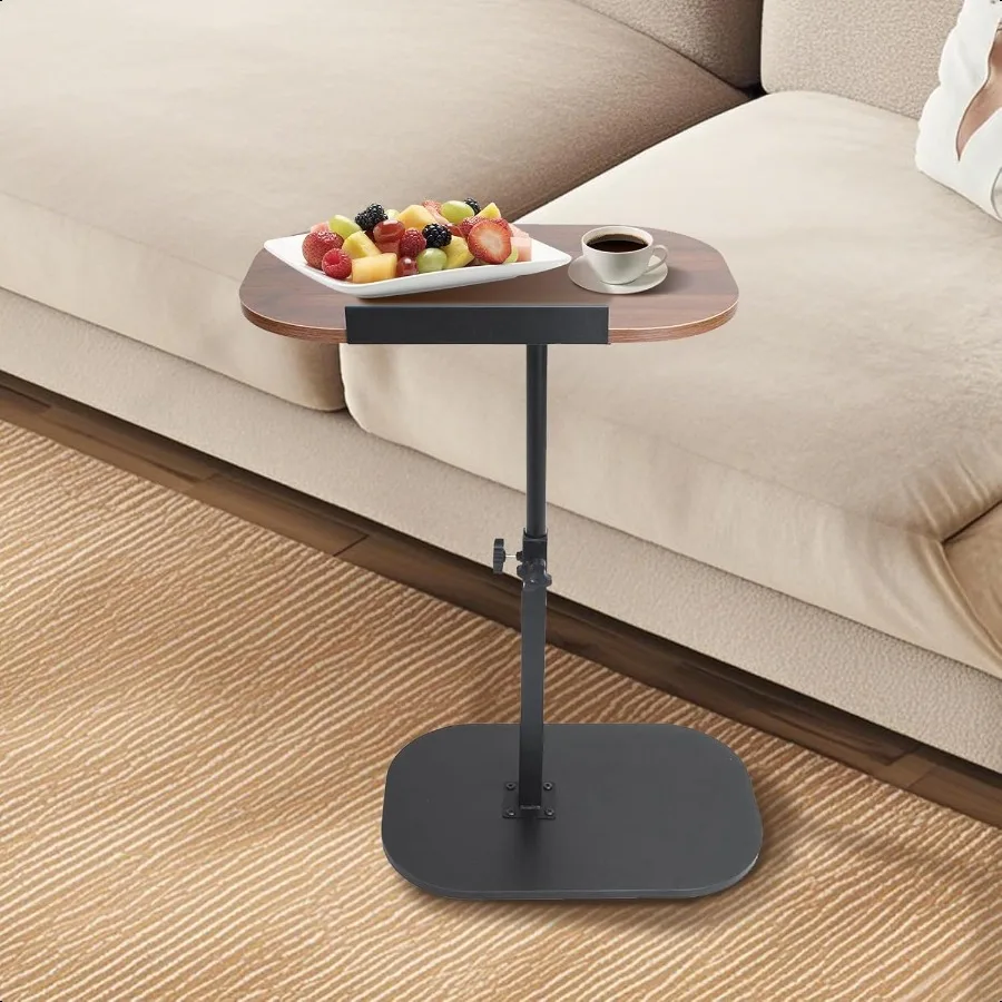 

CShaped End Table Adjustable Height 360 Swivel Side Couch Tables Raise Laptop Desk for Living Room Bedroom Bedside Small Spaces