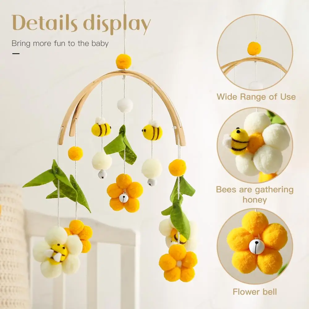 Baby Car Seat Toy Stroller Toy Mobile Bee Flower Braided Crib Bell Toy Baby Toy 0-12 6 Months Babies Room Accessories Newborn