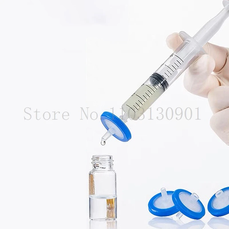 100pcs/lot 13mm/25mm Lab Nylon/PES/PTFE/MCE Millipore Membrane Syringe Filter with 0.22/0.45um Pore Size