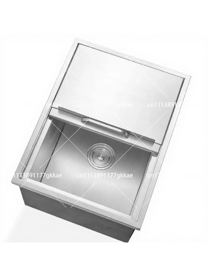 Stainless Steel Ice Tray with Insulation Cotton Embedded Push Lid for Commercial Kitchen Bar Counter, Special Ice Storage Pool