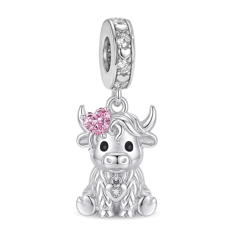925 Sterling Silver Fashion Style Highland Cattle Charms Beads DIY Made Into Bracelets High Quality Jewelry Gift For Womens