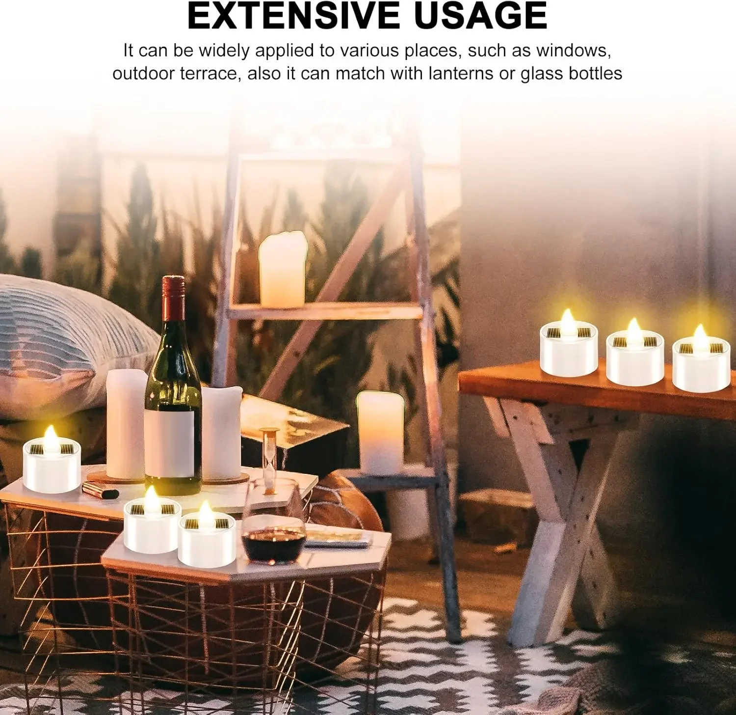 1-10 قطع من شموع الشاي الشمسية الخارجية، شموع LED واقعية لعرض الفناء والحديقة والعطلات