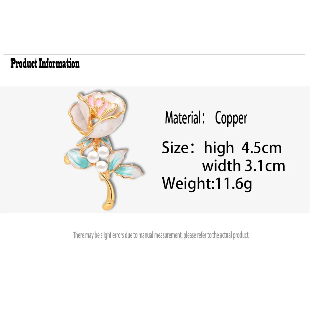 Elegant Brooch Enamel Rose Brooch Pearl Inlaid Corsage Banquet Party Badge Pin Women's Clothing Accessories Jewelry Gifts