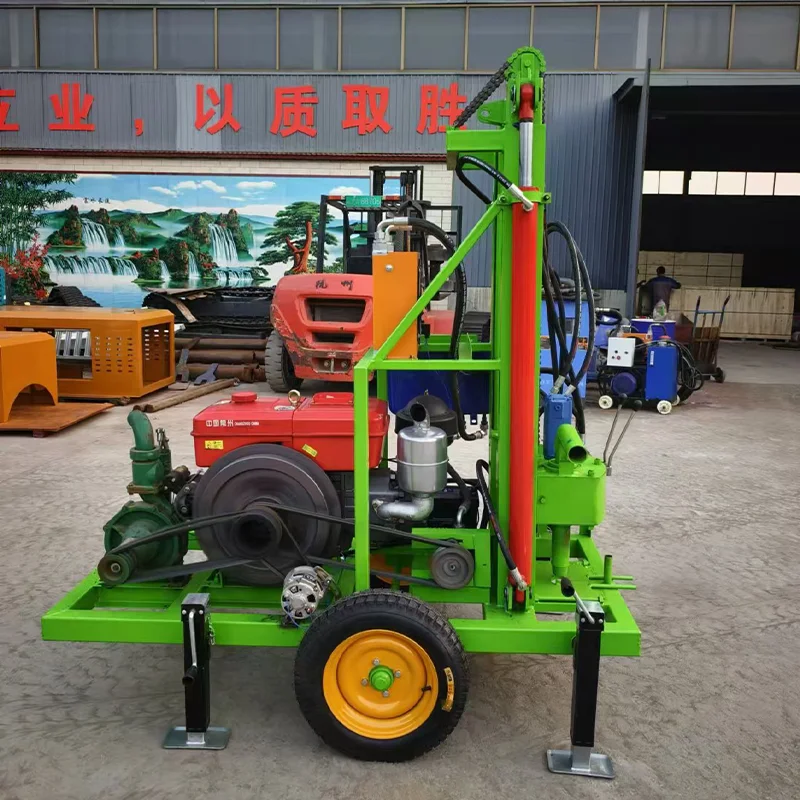 Compact Portable Diesel Hydraulic Water Well Driller Wheeled Easy Operation 100m 150m 200m for Agriculture
