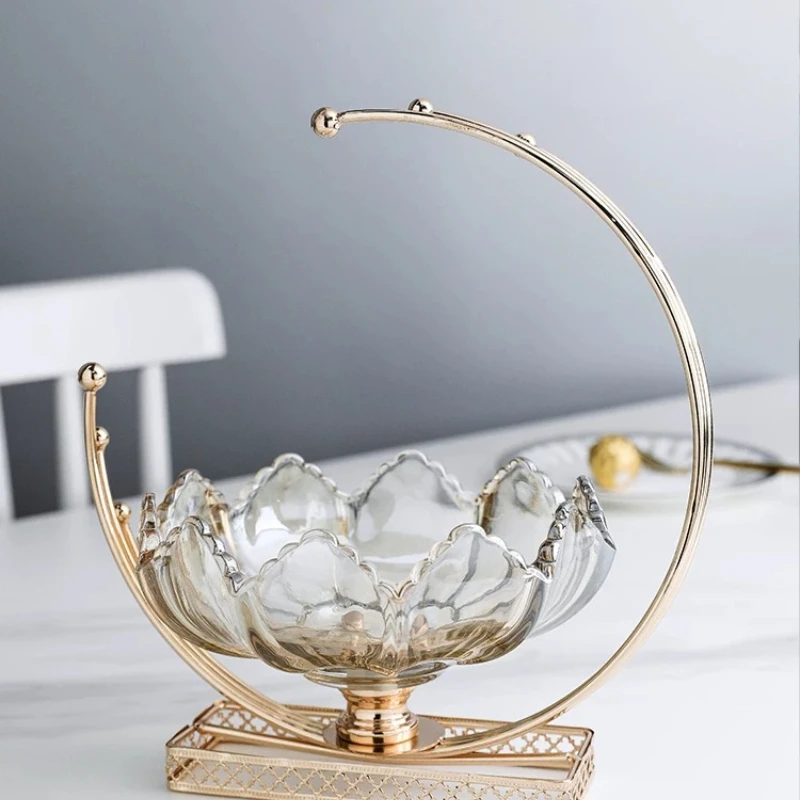 Creative Light Luxury American Glass Fruit Plate Household Living Room Coffee Table Plate High-End Decorative Tray Dessert