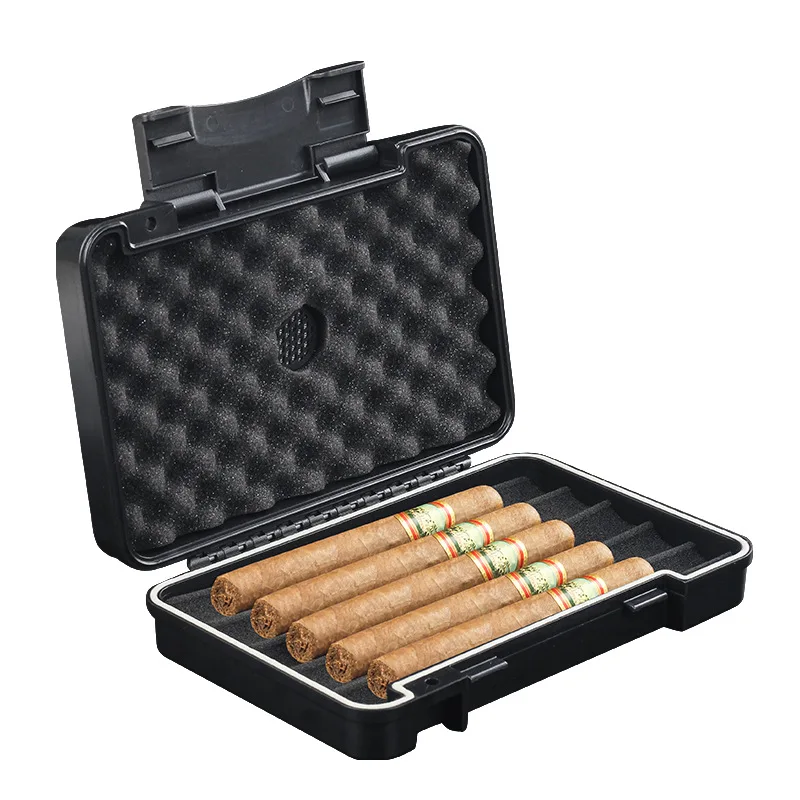 

Cigar Humidor Portable Travel Cigar Case with 5 Cigar Tube Waterproof Sealing Travel Humidor Cigarette Tool