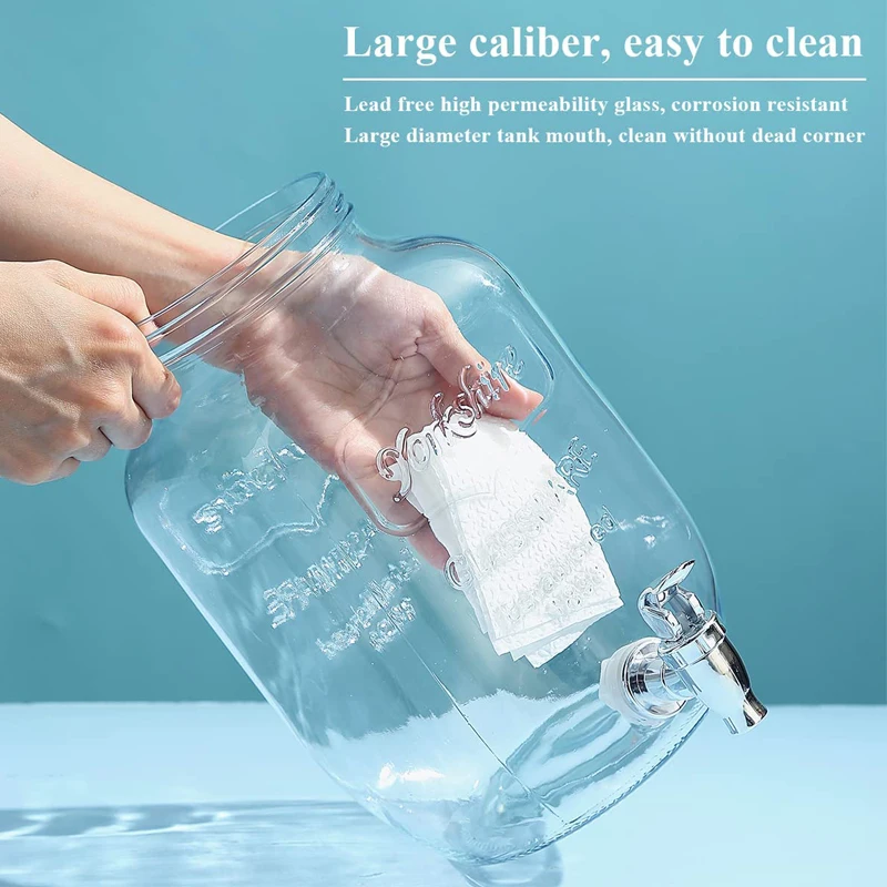 Smiths Mason Jars 5L Koelkast Water Dispenser met Stalen Kraan & Glazen Deksel - Makkelijk Schenken Metalen Kraan & Ruimtebesparend Ontwerp - Ideaal voor Infused Waters & Sapjes