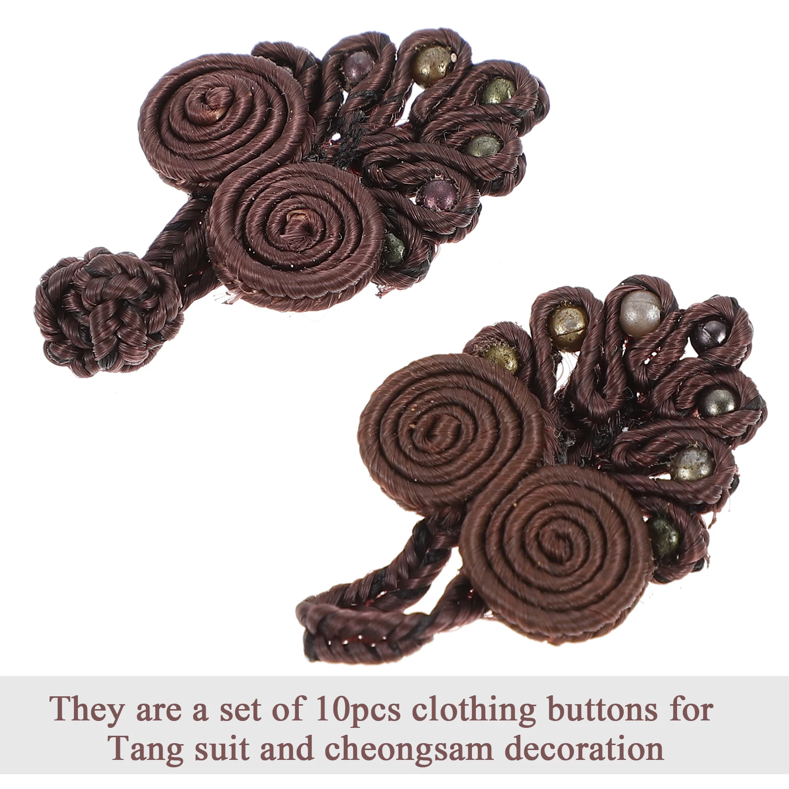 

10 Pcs Fastener Cheongsam Buttons Chinese Knots Clothing Oriental Polypropylene