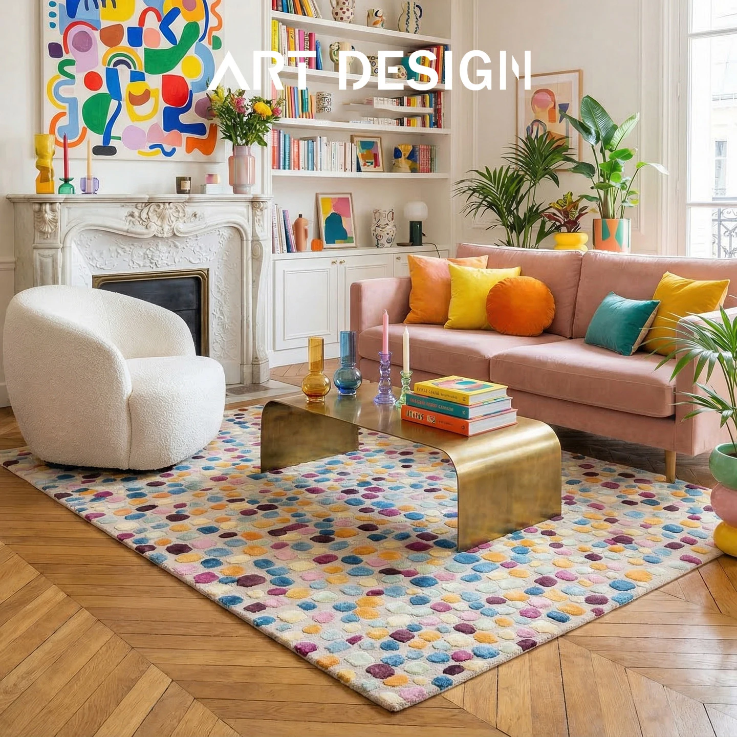 Handmade Wool Carpet Colorful Dot Thick Carpet Kid Room Soft No Glue Home Large Area Rug French Style Simple Bedroom Rugs Carpet