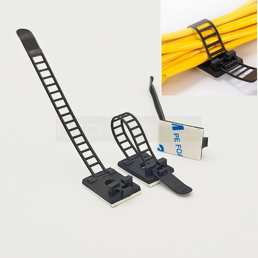 Adjustable Cable Tie Mounts Fixing Cable Clips Self-Adhesive Cable Holder Wire Organizer Cable Tie Mounting Base Cable Clamp