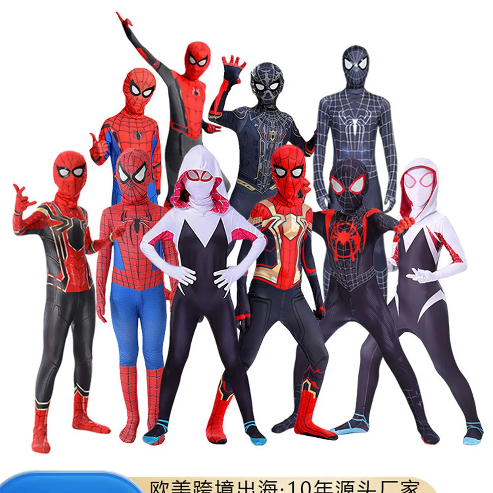Children Spider-Man Series Cosplay Costume 3D Print Lycra Spandex Zentai Suit Superhero Role-Play Jumpsuit for Halloween Party