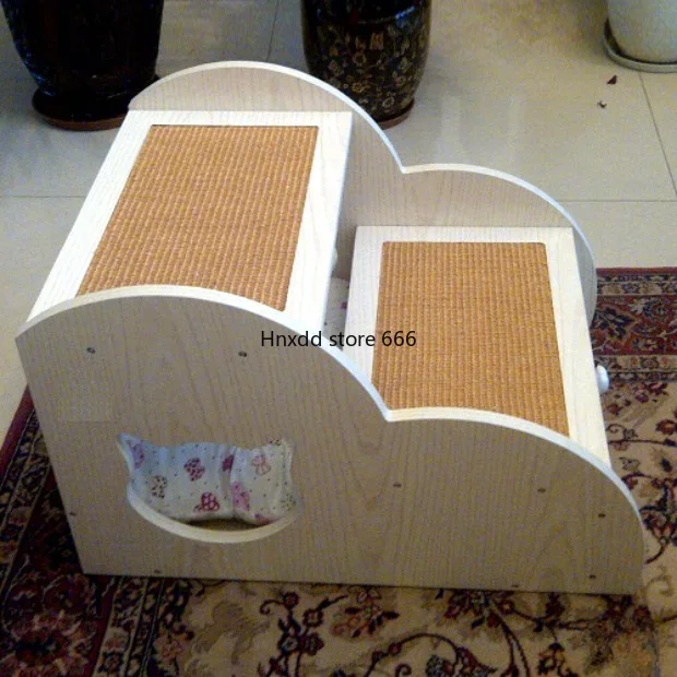 Wooden cat staircase storage drawer, sisal cat scratching board