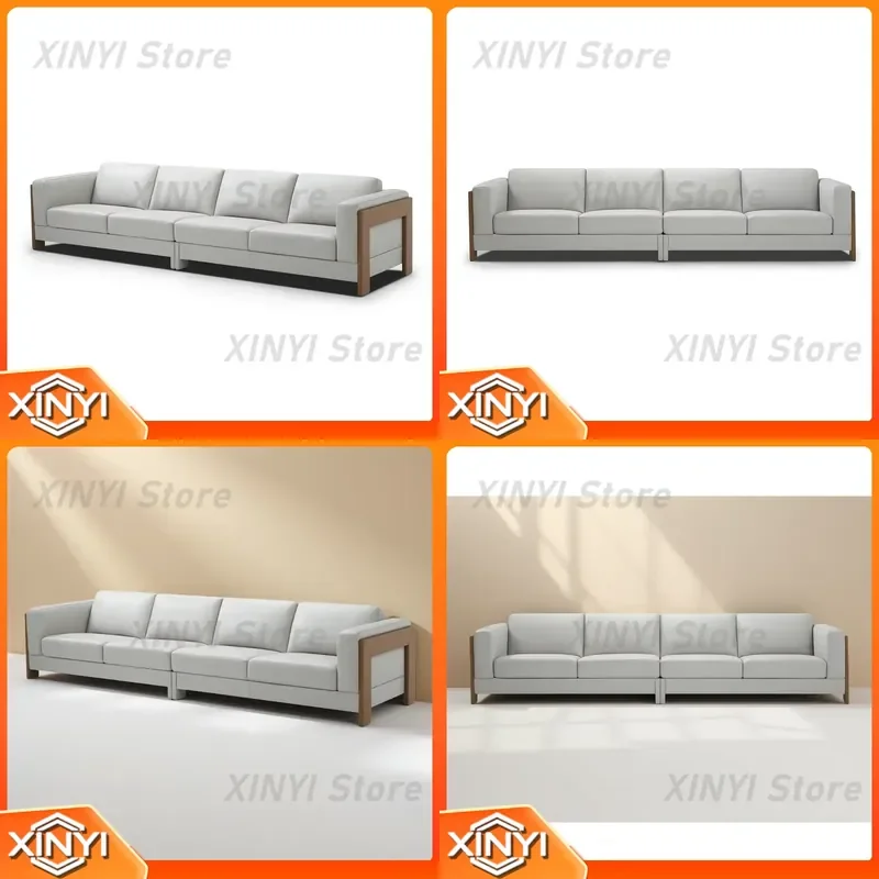 Luxury Elegant 4 Seater Leather Sofa Set Genuine Home Furniture Modern Sectional Sofa for Living Room for All Standard Spaces