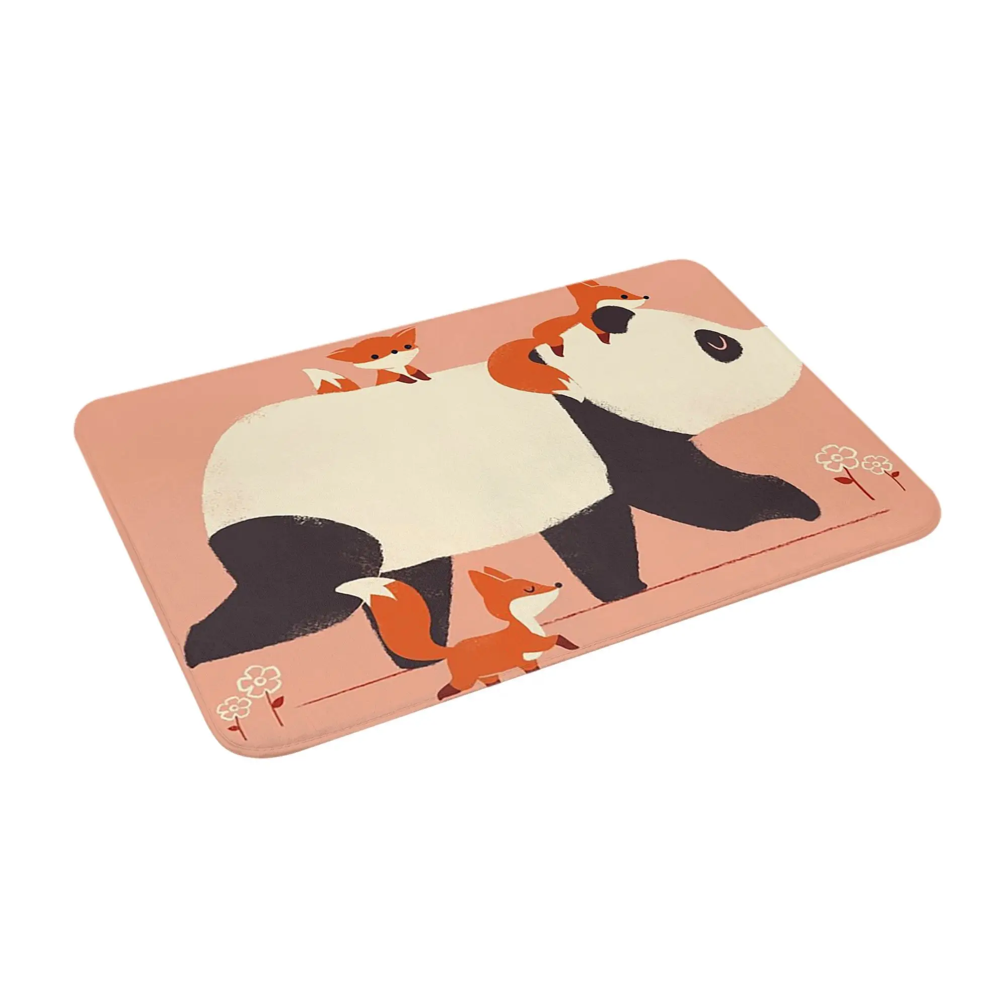 Panda and Foxes Non-slip Doormat Floor Mat Cushion Carpet Rug for Kitchen Entrance Home Bedroom Footpad Mats
