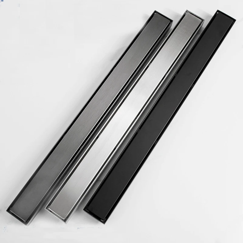 5.5cm Wide Invisible Floor Drain 304 Stainless Steel Rectangle Anti-odor Bath Shower Tray Long Drainage Linear Floor Drains
