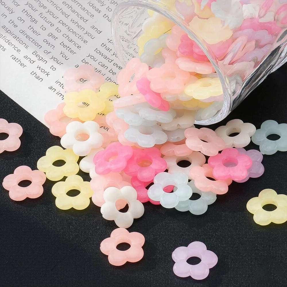 20pcs 19mm Jelly color Plum Blossom Acrylic Flower Beads for Jewelry Making Big Hole Loose Spacer Bead DIY Jewelry Accessories