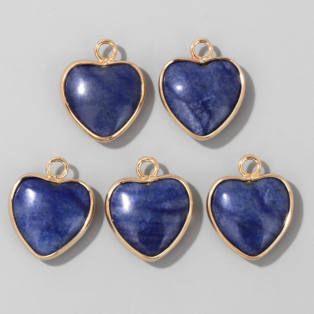 Cute Heart Shape Stone Pendant Natural Gem Charm