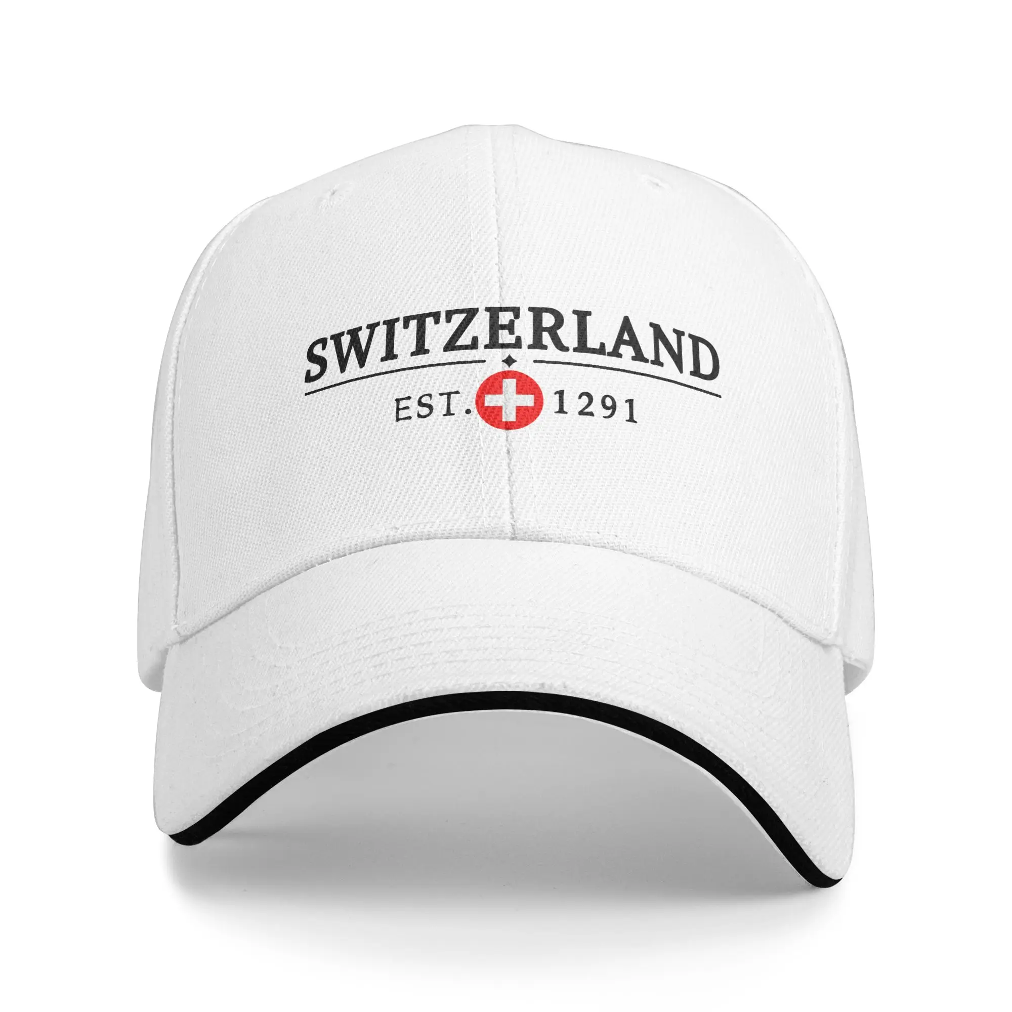 Switzerland 1291 Swiss Flag Euro Sandwich Cap Unisex Vintage Baseball Caps Europe Washable Sports All seasons Hat Adult